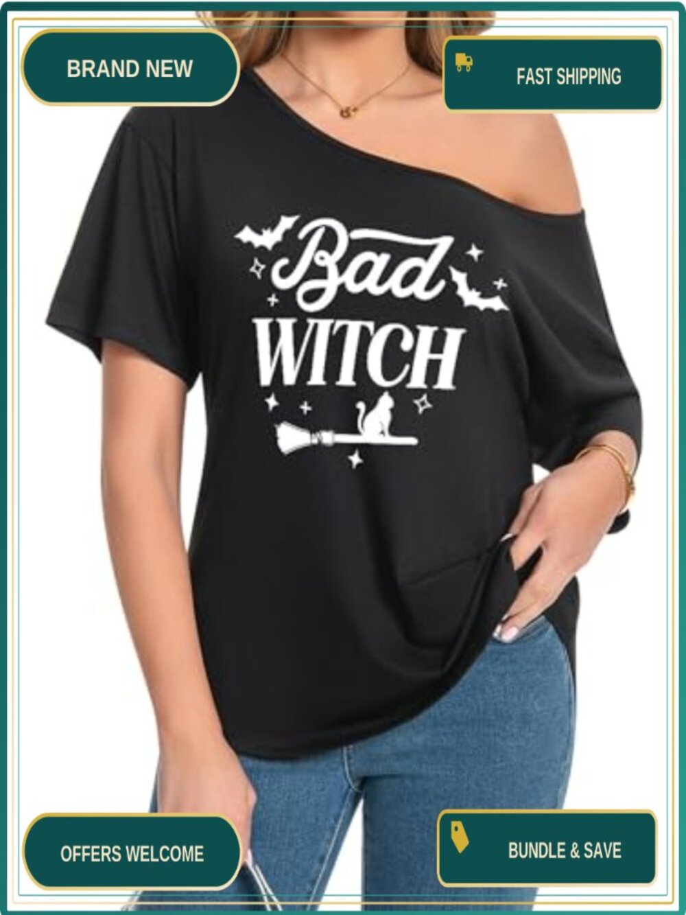 Off Shoulder Short Sleeve Oversized Tee Relaxed Fit Dolman Top
